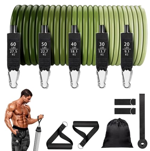 GOGO Resistance Bands Set with Handles for Working Out, Heavy-Duty Strength Bands Kit Gym Equipment (Green 200lbs)