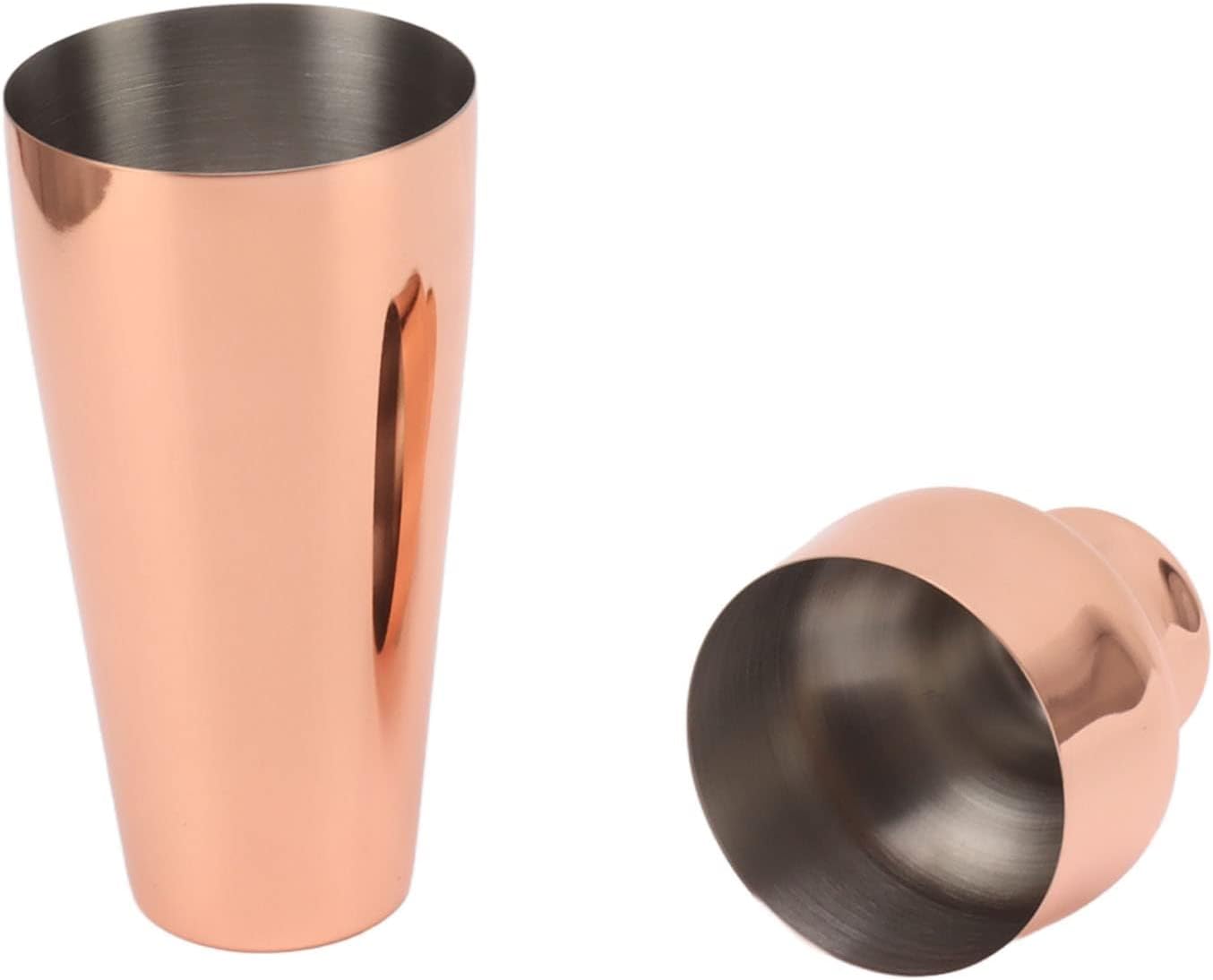 Cocktail Shaker 304 Stainless Steel, French Style Bartender Mixer for Martinis, Margaritas, Anti Shake, Dishwasher Safe, Glazed Satin Finish, Rosy Gold