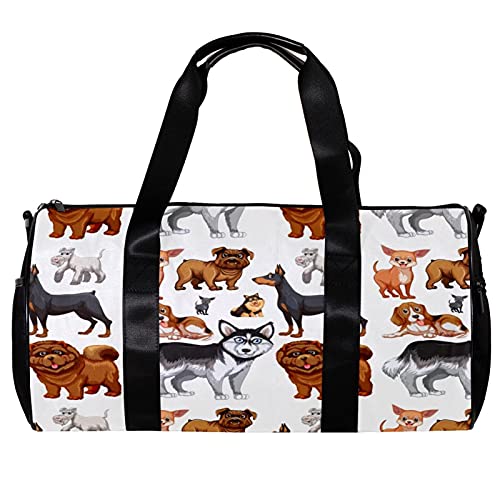 Bolsa de viaje para mujeres y hombres, lindo perro Husky Chihuahua Shar Pei Puppy Sports Gym Tote Bag Bolsa de viaje al aire libre
