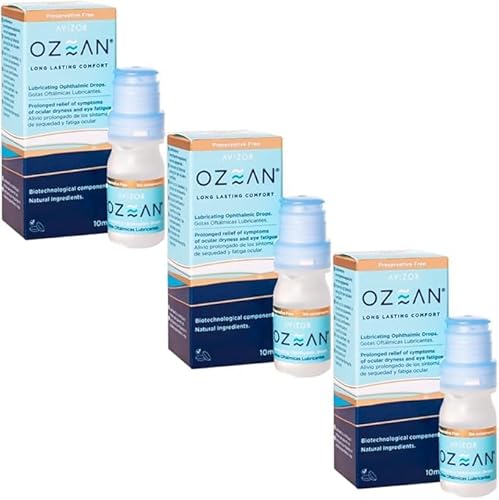 Avizor Ozean Pack 3x10ml - Solution hypotonique sans conservateurs, lubrifiante et hydratante pour les yeux avec biotechnologie avancée, pour les yeux secs - Compatible avec les lentilles de contact