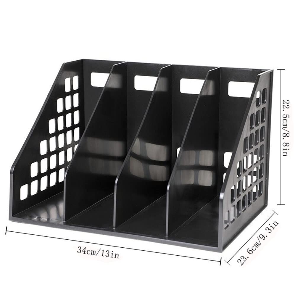 Organizer per documenti da scrivania, in rete di plastica, a 4 scomparti, per fogli A4, quaderni, riviste e documenti, elegante organizer da scrivania con design a rete