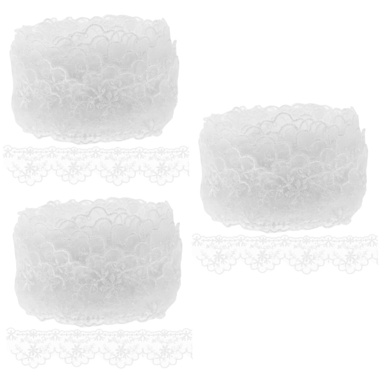 SHINEOFI 3rollos Encaje De Raso Bordado Para Vestidos De Novia y Lencería Yardas De Trim Elegante Para Proyectos De Bricolaje Material De Costura Decorativo