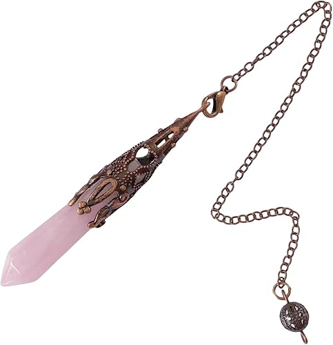 Miniatura 9 de EDEN'S CALL Péndulo de bronce de cristal de aventurina verde curativo de 6 facetas para Wicca Dowsing colgante de piedra hexagonal con cadena para