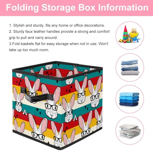 Boîte de rangement pliable et rigide avec poignées solides pour étagère