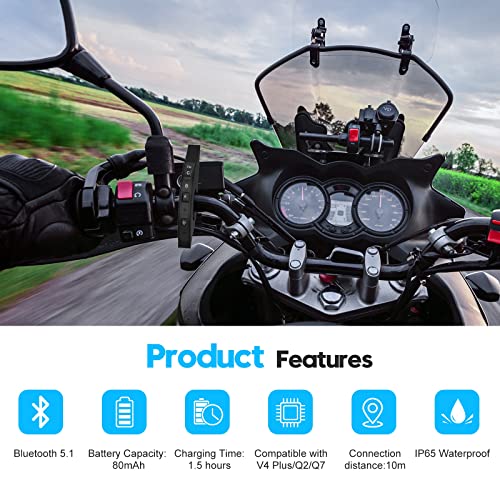 EJEAS EUC Remote Control for Motorcycle Helmet Bluetooth Intercom with Bluetooth 5.1 and IP65 Waterproof, Easy to Install on Motorcycle Handlebar and Suitable for V6PRO/V4 Plus/Q2/Q7/Q8/E1+ - Thumbnail 5