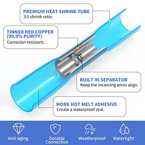 Qibaok CAQIBAOK538 660 Pcs Heat Shrink Butt Connectors Qibaok Crimp Electrical Wire Connector Waterproof Insulated Butt Splice Terminal thumb #3