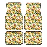 Pevtufa Auto-Fußmatten mit Sonnenblumen-Motiv, 4-teiliges Set, Allwetter-Fußmatten, vorne und hinten, universelle Passform für Van, Auto, LKW