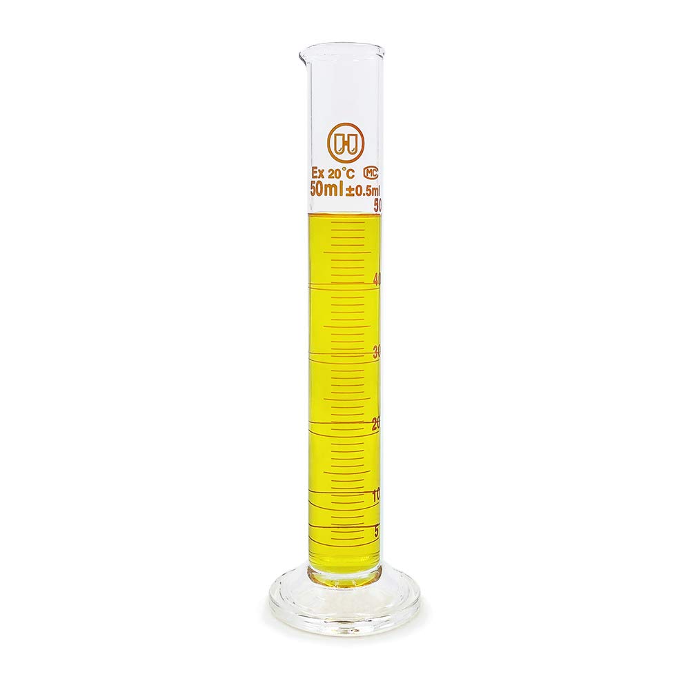 Huaou 50ml Thick Glass Graduated Measuring Cylinder, Borosilicate 3.3