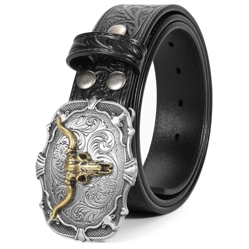 Image of BELTROAD Western Leather Buckle Belt for Men Women Cowboy Cowgirl Mens Leather Belt for Jeans Christmas Men's Belt Gifts