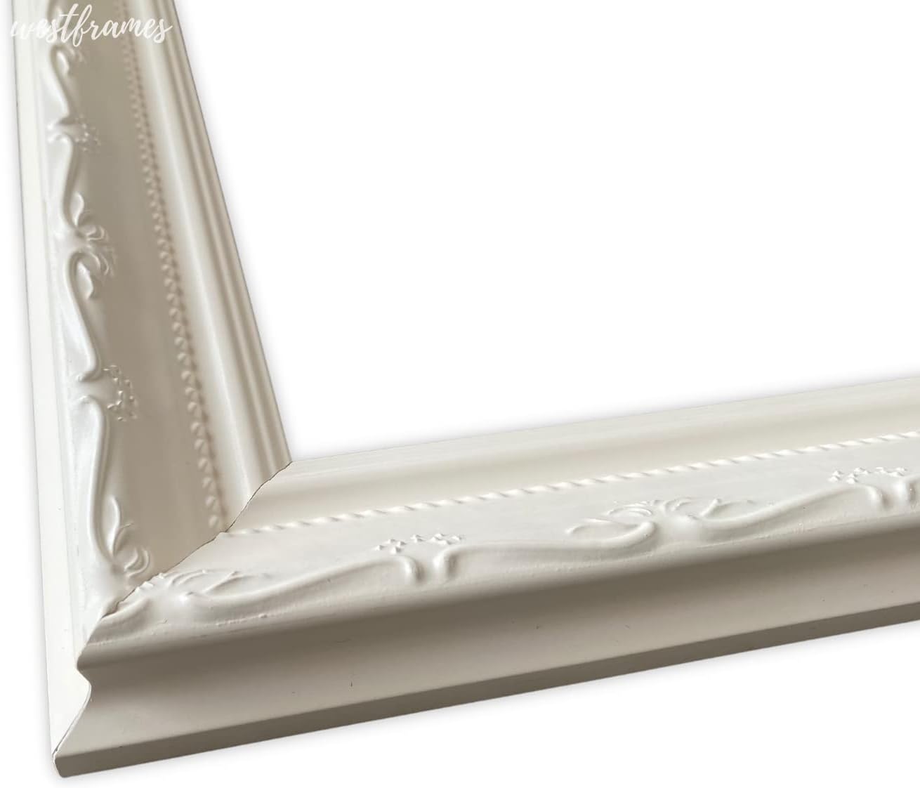 West Frames Camilla French Ornate Vintage Farmhouse Wood Framed Wall Mirror (23.5" x 33.5", White)