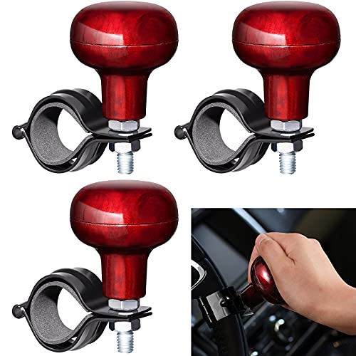 3 Pieces Steering Wheel Spinner Knob Power Handle Spinner Universal Steering Wheel Knob Easy Turn Steering Ball Spinner Wheel Accessories for Vehicles Car Truck Van Forklift (Dark Wooden Color)