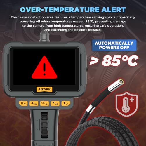 Image of AUTOOL Two-Way 210Articulating Borescope with Light Endoscope Camera | 6.25mm Lens IP67 Waterproof 1M Cable Photo Video Record