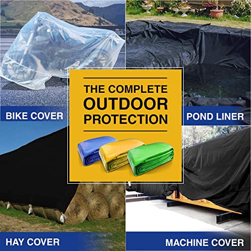 Image of TUFFPAULIN 6FT X 6FT 120 GSM Black Tarpaulin Tirpal Tadpatri Tharpai Thadika, Extra Strong, Reinforced Eyelets, UV Resistant, 100% Waterproof Virgin, 6 Layer MLCL 3D Rib Technology-1 No., Plastic