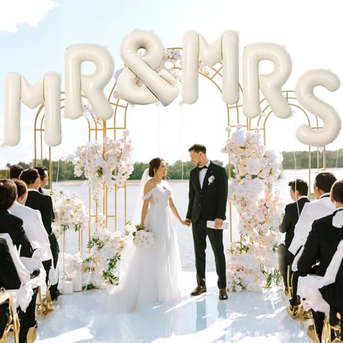 Image of 40inch Mr and Mrs Wedding Decor Balloons - Jumbo Mr&Mrs Engagement Balloons for Engagement Party Bridal Shower Wedding Backdrop Decorations for Ceremony Reception