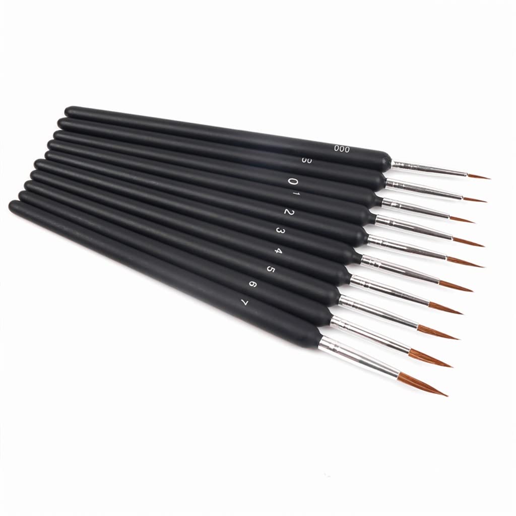 Set di pennelli in Miniatura, Professionali, in Nylon, con Gancio, Linea di Penna, Disegno Artistico, per Pittura acrilica ad Acquerello