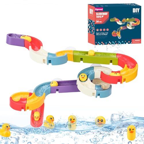 Sigowal 34Pcs Bath Toys for 3 Year Olds Duck Slide Bath Toy