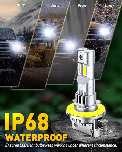Image of AUXITO H11B LED Bulbs, 1000% Super Brighter 1:1 Mini Size with Cooling Fan, Truly Plug And Play, 60000Hr+ Long Lifespan, Pack of 2