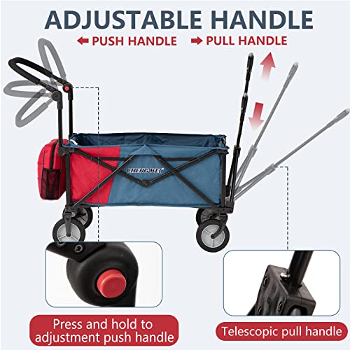 Chengwei Collapsible Folding Wagon Heavy Duty Sports Wagon Cart Foldable With Wheels,Outdoor Utility Wagon Canopy Fold Up Push Pull Wagon For Grocery,Camping,Portable,Hikenture,Shopping,Garden,Beach #TOP4