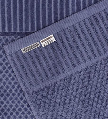 Cotton Craft 6 Piece Towel Set - 100% Cotton Cloud Soft Sculpted Jacquard Velour Decorative Guest Towel - Luxurious Absorbent Bathroom Towel Gift - 2 Bath Towel, 2 Hand Towel, 2 Washcloth - Smoke Blue #TOP1