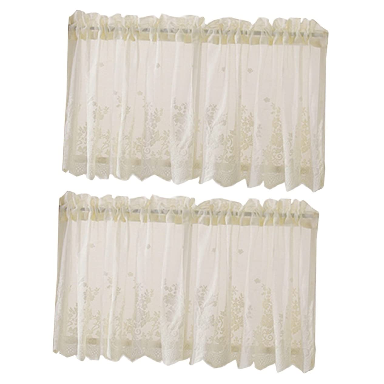 Cortina de encaje beige LIFKOME: pack de 2 piezas semiopacas y transpirables para ventanas
