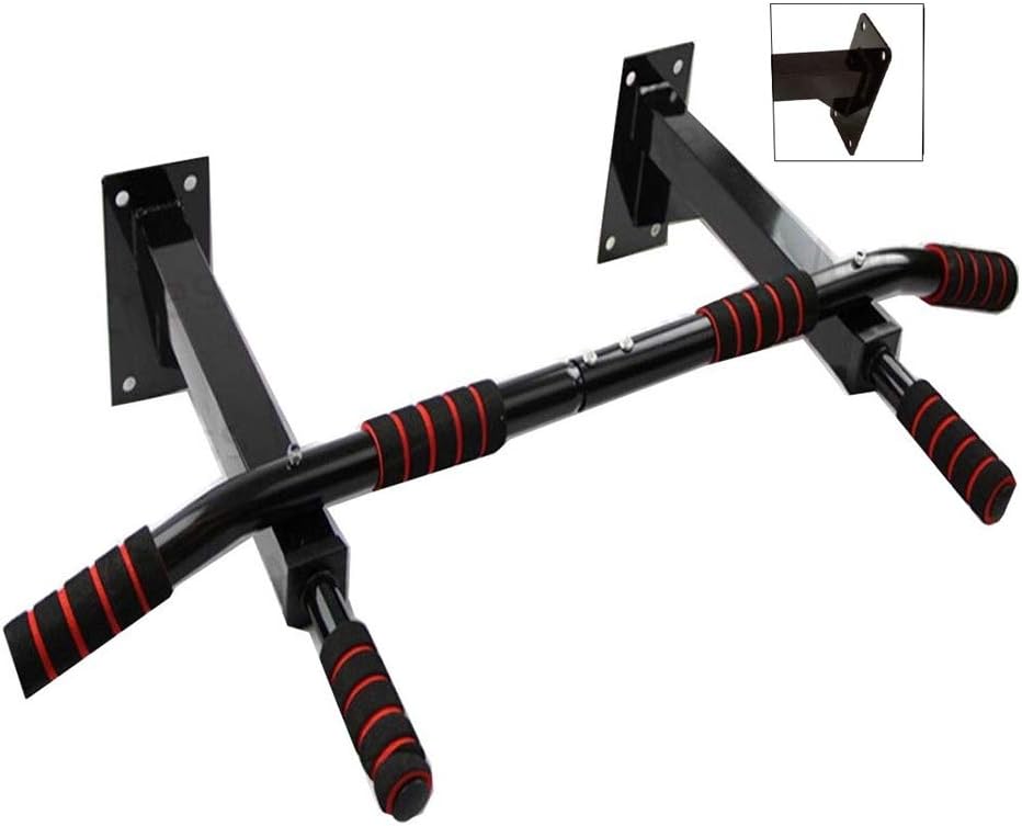 AGYH Wall Mounted Horizontal Bar Strength Training Upper Body Workout Bar, Chinning Up Bars Bracket Workout Dip Station, Black，Load 200kg