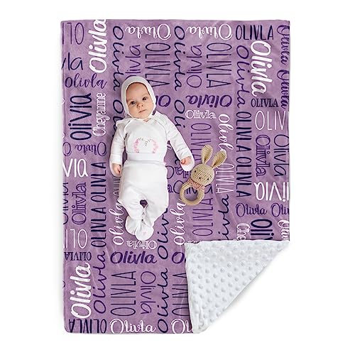 Image of Custom Baby Blanket - Personalized Names Design - Soft Plush Blanket with Double Layer Dotted Backing for Boys Girls Color12(47x60 inches)