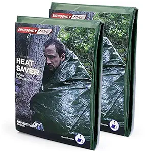 Emergency Zone HeatSaver Survival Blanket Inflatable Design for Maximum Insulation and Heat Retention | 2 Pack