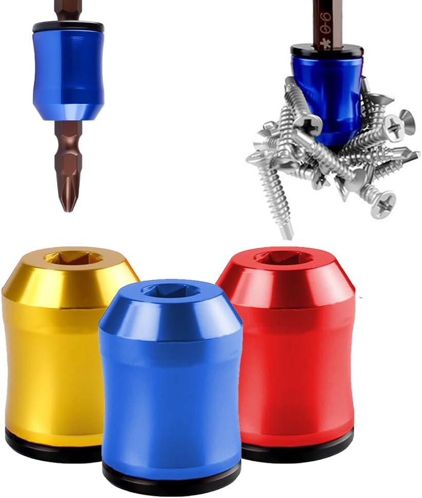 Upgrade Screwdriver Head Magnetic Ring, Screwdriver Head Magnetic Ring Screw Holder with Anti-Slip Design Removable Coil, for Drill Tools Household Repairs Mechanics Carpenters (3, Mix)
