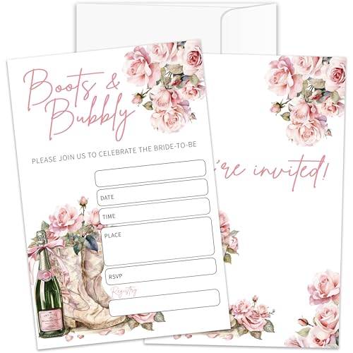 Jdgbo Boots & Bubbly Bridal Shower Invitations