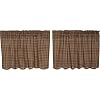 VHC Brands Prescott Rustic 24×36 Tier Pair Brown Rod Pocket Cotton Plaid Kitchen Window Curtains