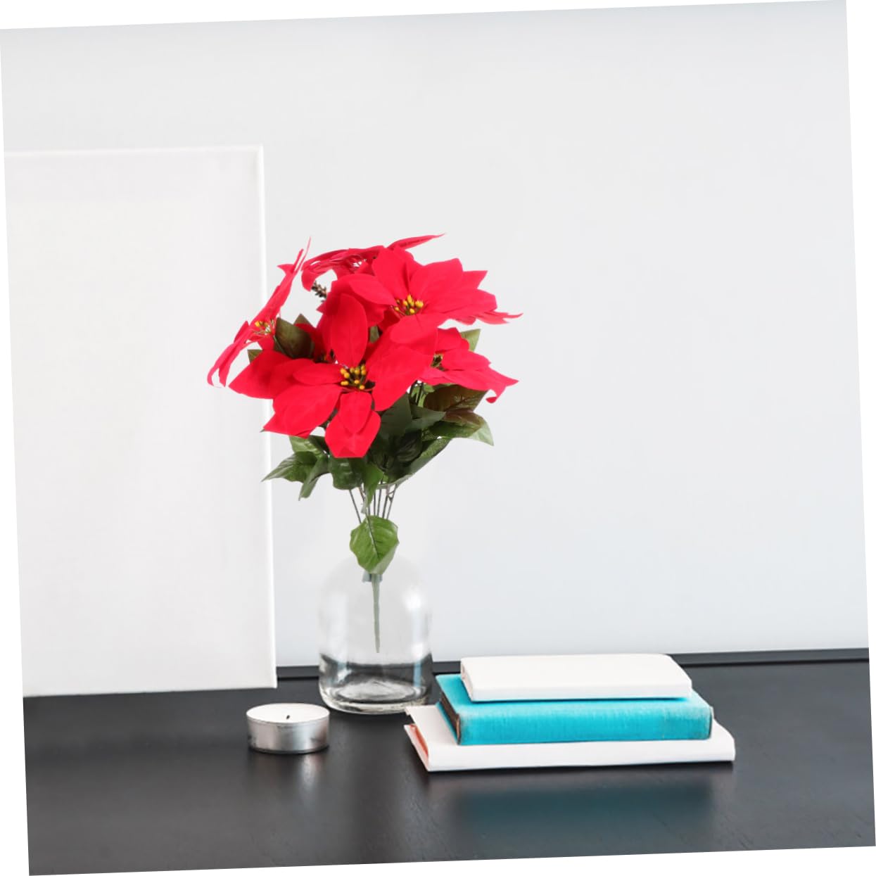 Alipis 2 Piezas 1 Flor de Navidad nochebuena de Navidad Flor de Pascua Artificial Poinsettia pascueros Artificiales Planta decoración hogar decoración de Flor de Pascua Artificial