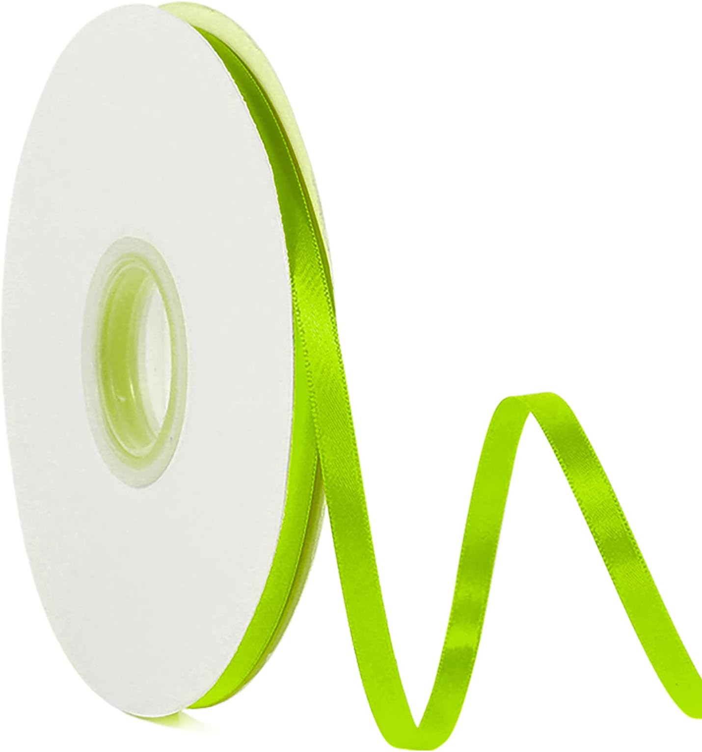Apple Green 1/4" X 50 Yards Solid Color Satin Ribbon, Double Faced High Density Polyester Fabric Ribbon for Gifts Wrapping, Wedding, Party, Crafts, Hair Bows, Home DIY Decor Ornaments