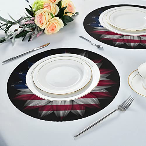 Alaza American Flag Independence Day 4Th Of July Round Placemats For Dining Table Placemat Set Of 4 Table Settings Table Mats For Home Kitchen Holiday Decoration #TOP6