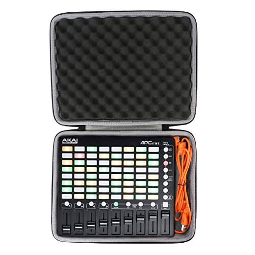 co2CREA Duro Viajar Caja Estuche Funda para Akai Professional APC Mini MK2 USB Midi Pad Controller(Funda Solo,Case Only) (Carcasa Negra + Gris Interior)