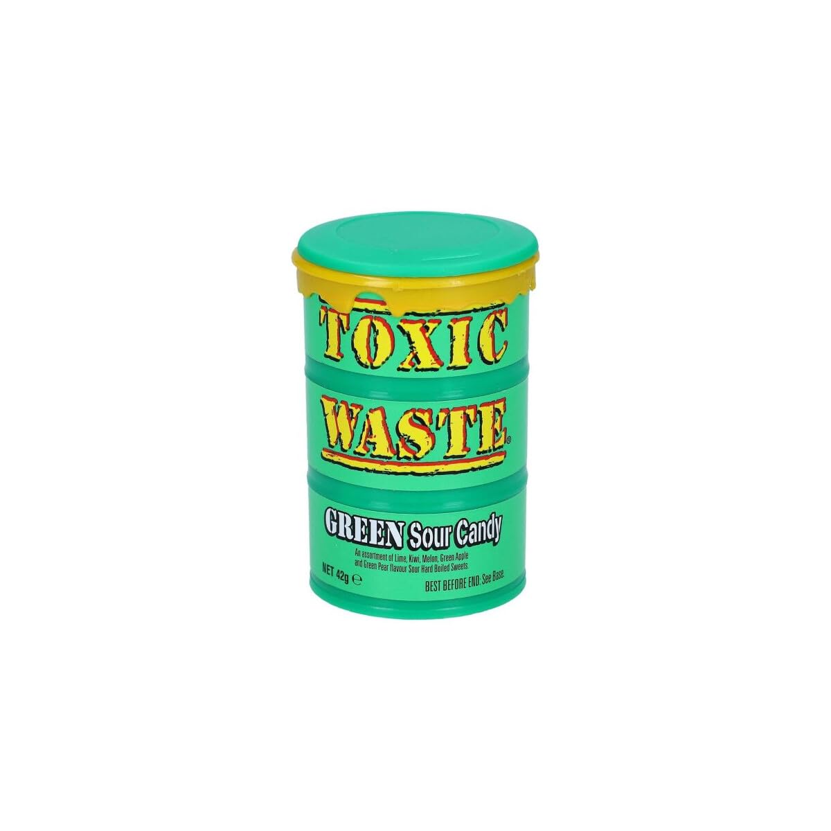 Toxic Waste Green Sour Candy 42 g – Mezcla de caramelos de frutas extremadamente ácidas para valientes + pegatinas GETZH ThankYou