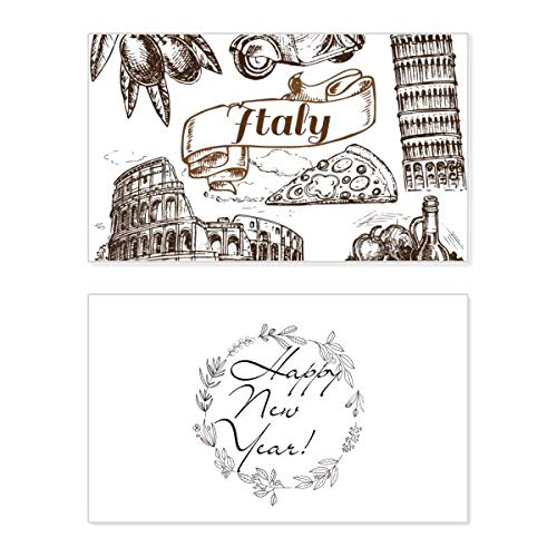 Tarjeta conmemorativa de año nuevo y paisaje italiano para felicitaciones exclusivas