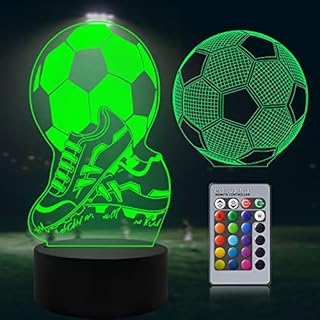 Football 3D Night Light with 16 Colors Change Remote Control3D Optical Illusion Light Football Lamp Gift for Boys Girls2 Style (2 Football)