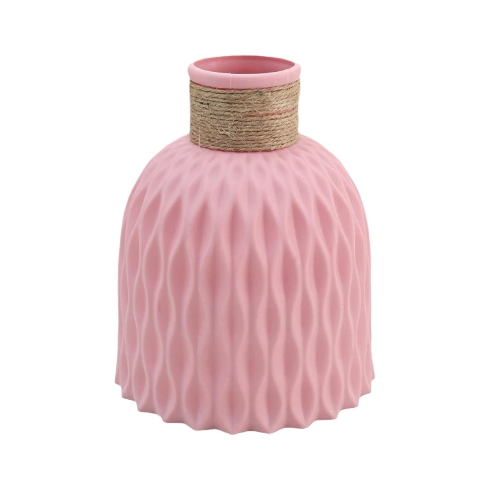 Vase Rope Plastic Vase Flower Arrangement DIY Flowerpot Living Room Porcelain Imitation Ware Home Decoration Ornaments(Pink)