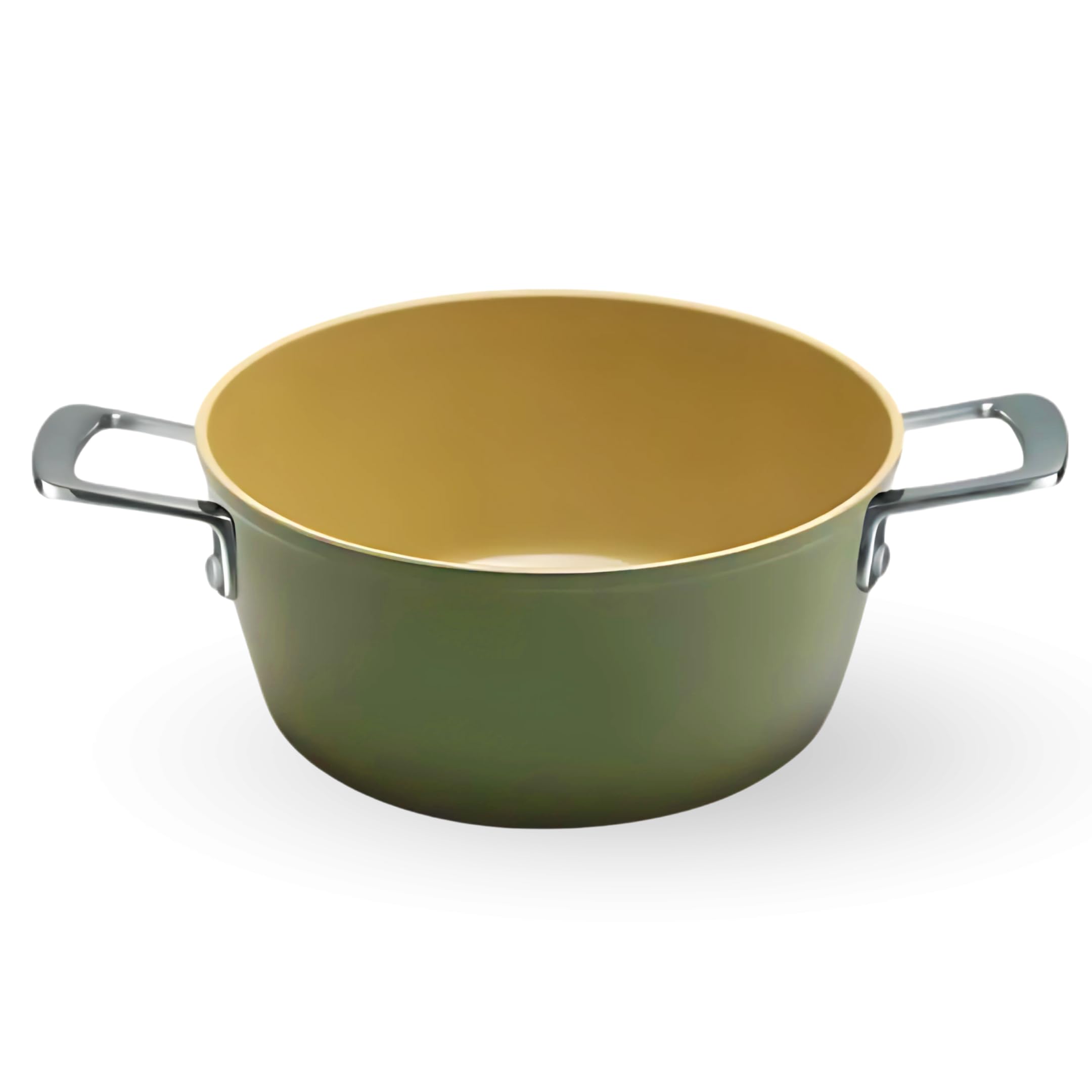 Wok AmVegan Chef 28cm AMERCOOK - Revêtement Céramique Olivarte, Compatible Induction, Gaz, Four Et Air Fryer - Vert Olive
