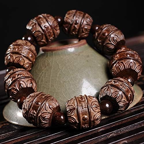 Follsy Agarwood Wood Carving Life Peace Carved Wooden Prayer Beads Bracelets 20Mm Men Man Women Girls Couple Lover Bracelet Bangle (20Mm Life of Peace