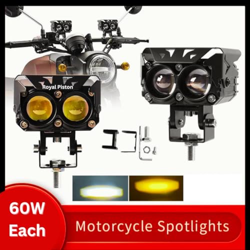 Image of 2 Lens LED Fog Light with Switch for Bikes, Cars, SUVs |120W Aux Light with Wide Coverage, Crystal-Clear LED White /Yellow Beam|6 Months Warranty