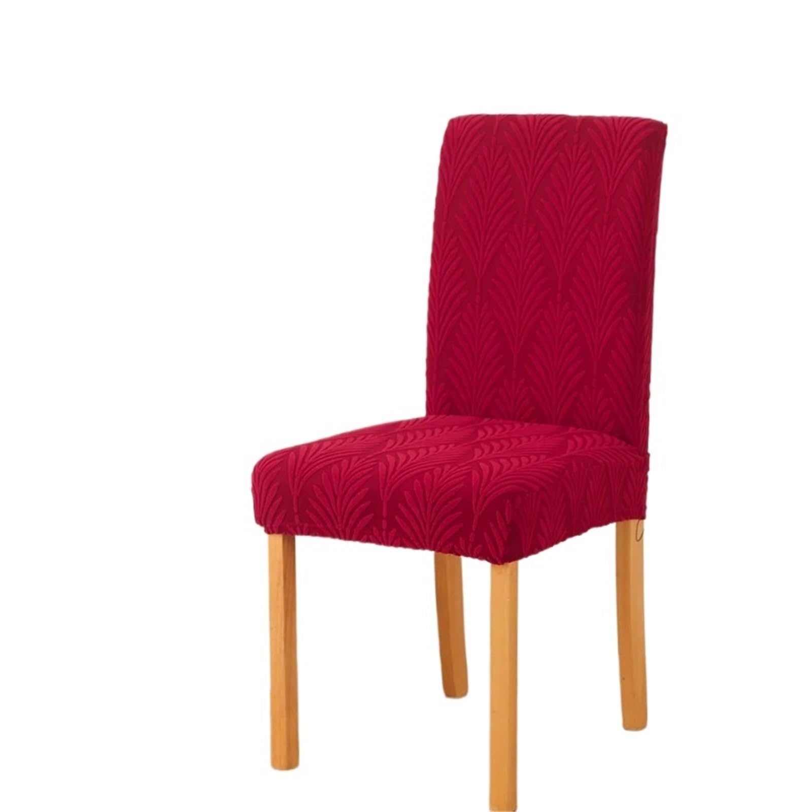 ITRHJTGP Chair Covers Jacquard Dining Chair Covers Spandex Dustproof Furniture Protectors Stretch Hotel Home Decoration(Wine red,6pcs chair cover)