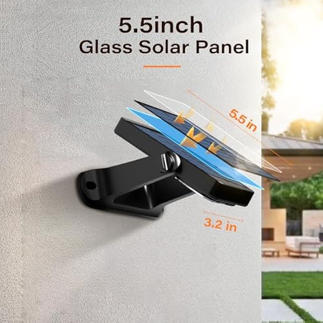 200LM Solar Wall Lights Outdoor 6 Colors, 2200mAh Long Lasting Solar Powered Deck Lights, 360¡ã Adjustable Porch Light IP65 Waterproof, Glass Panel Fence Light for Gutter, Step, 4 Pack