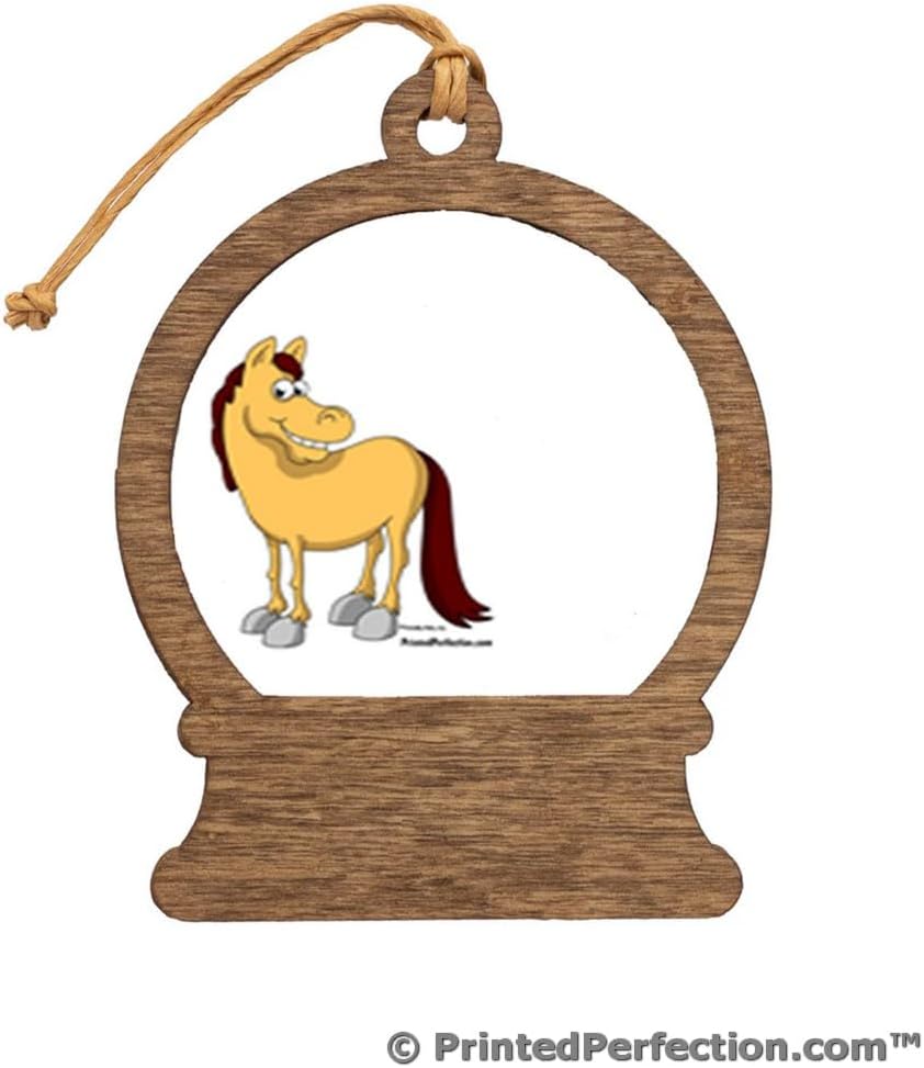 PrintedPerfection.com Personalized Pony Wooden Snow Globe Shaped Christmas Ornament