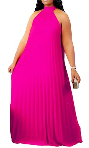 Choichic Plus Size Maxi Dresses for Women Sleeveless Halter Neck