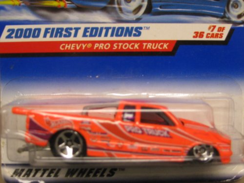Hot Wheels - 2000 First Editions - Chevy Pro Stock Truck - Neon Orange - Collector #067 - 7/36 - Die Cast - Limited Edition - Collectible 1:64 Scale - image 2