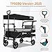 Sekey Bollerwagen Faltbar mit Dach 2 Kinder 100KG, Faltbarer Bollerwagen Handwagen Schiebegriff, Kinderwagen Stoßfest PU-Räder mit Bremsen 110L, SS5050, Grau mit Schwarz