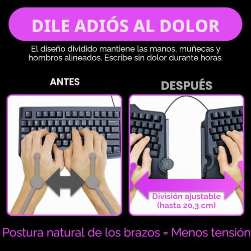Teclado mecanico ergonomico PC con interruptores Kailh y conexion USB 3