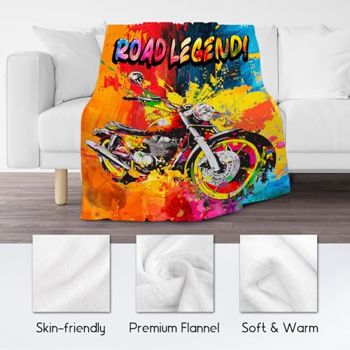 Boys Blankets - Motorcycle Blanket Gifts for Toddlers Kids - 40x50 Inches Comfy Lightweight Flannel Throw for Couch Office