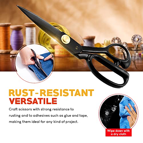Fabric Scissors Professional (10-Inch), Premium Scissors For Fabric Cutting With Bonus Measuring Tape - Made Of High Density Carbon Steel Shears, Sewing Scissors For Fabric, Leather, Thin Metal, Etc. #TOP4